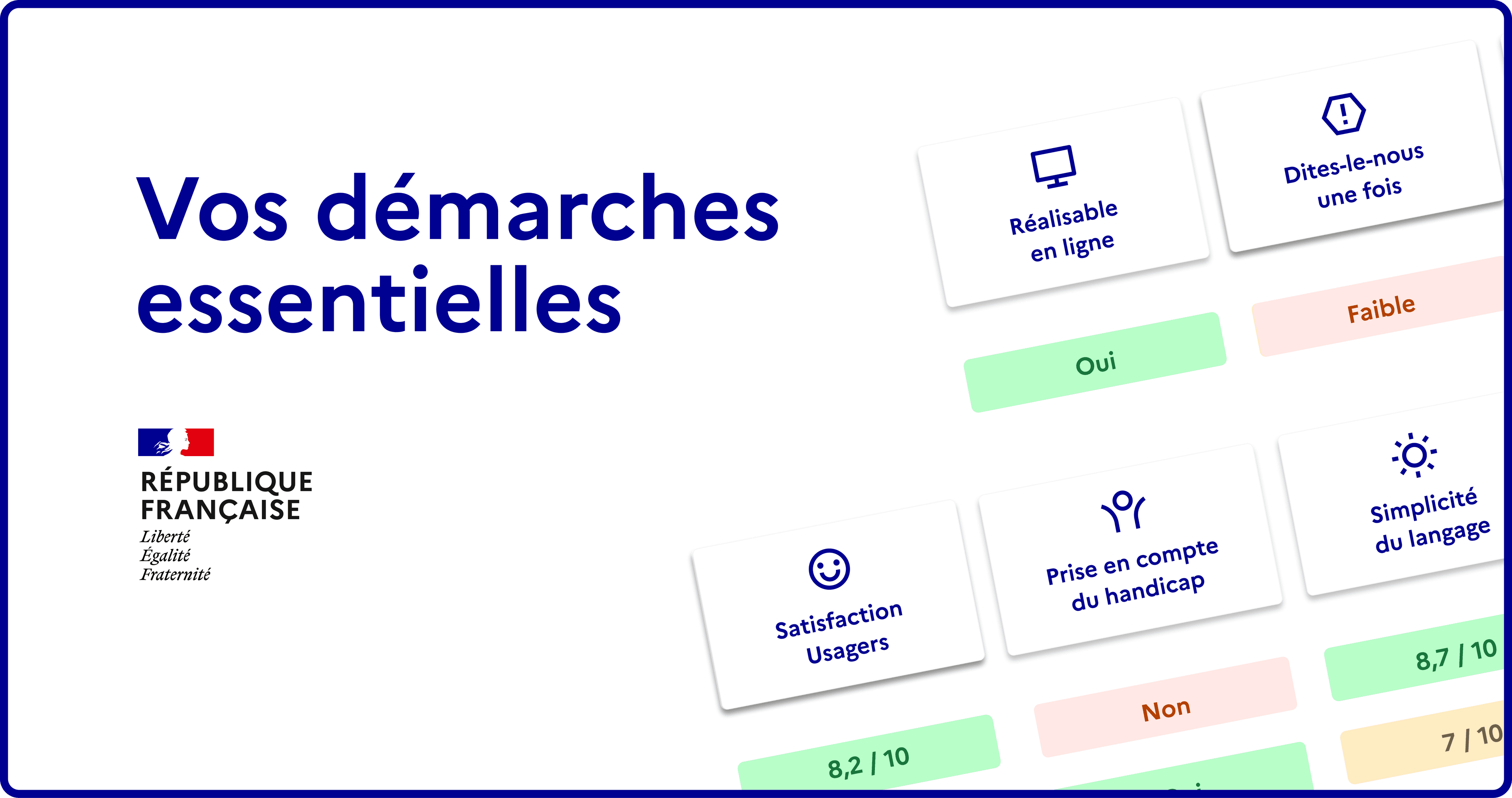 Observatoire de la qualité des démarches en ligne — Vos démarches essentielles (DINUM, édition 14, juillet 2026)
